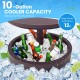 10-gallon brown beer and wine cooler with lift-top, holding up to 65 cans, ideal for patio and poolside use.