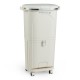 10-gallon beige kitchen trash can with dual buckets, push-top lid, and wheels for easy mobility and waste sorting.