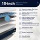 10-inch queen mattress with gel-infused memory foam, eucalyptus fiber cover, and anti-slip bottom for cooling comfort.