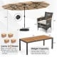 10-piece patio wicker dining set featuring a 15-foot double-sided umbrella, acacia wood tabletop, and 6 chairs for.