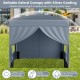 Gray 10x10 ft pop-up canopy tent with four sidewalls, offering UPF50+ sun protection and drizzle resistance for outdoor.