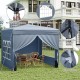 Gray 10x10 ft pop-up canopy tent with transparent windows and zippered sidewalls, perfect for outdoor events and sun.