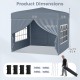 Gray 10x10 ft pop-up canopy tent with 4 sidewalls, ideal for outdoor events, featuring UPF50+ sun protection.