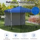 Blue 10x10 FT pop-up canopy tent with sidewall, featuring UPF50+ sun protection and sturdy construction for outdoor use.