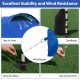 Pop-up canopy tent features wind ropes, sandbags, and stakes for stability; ideal for outdoor events and protection.