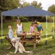 Gray 10 x 10 ft pop-up canopy tent with sidewall, set up for outdoor gathering, providing sun protection and shade.