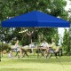 Blue 10 x 10 feet pop-up canopy tent set up for outdoor dining, featuring sturdy frame and portable carrying bag.