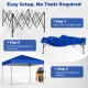 Pop-up canopy tent setup steps showing frame opening, canopy attachment, and height adjustment for outdoor use.
