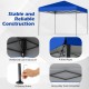 Blue 10 x 10 feet pop-up canopy tent with reinforced corners, wind ropes, and sturdy truss connections for outdoor.