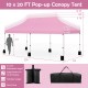 10 x 20 FT pink pop-up canopy tent with adjustable height, ideal for outdoor events, includes carry bag for easy.