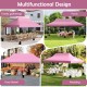 Pink 10 x 20 ft pop-up canopy tent with adjustable height, ideal for outdoor events like weddings and picnics.