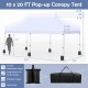 10x20 FT pop-up canopy tent in white, featuring adjustable height and portable design, perfect for outdoor events.