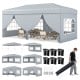 Gray 10 x 20 feet pop-up canopy tent with 6 detachable sidewalls, ideal for outdoor events and gatherings.