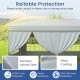 Gray 10 x 20 feet pop-up canopy tent with 6 sidewalls, made of premium Oxford cloth for sun and drizzle protection.