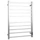 10-bar electric towel warmer in polished stainless steel, wall-mounted design for efficient drying in bathrooms.