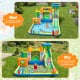 Inflatable bounce house with water slide, climbing wall, and ball pit for outdoor fun and year-round entertainment.