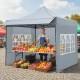 Pop-up canopy tent with sidewalls and awning, gray, ideal for outdoor events, markets, and picnics.