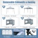 Pop up canopy tent with detachable sidewalls and awning, gray, ideal for parties and picnics, featuring transparent.