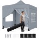 Pop-up canopy tent with gray fabric, removable sidewalls, and wheeled bag, ideal for outdoor events and parties.