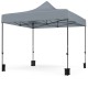 Gray 10 x 10 FT pop-up canopy tent with removable sidewalls, sturdy metal frame, and wheeled bag for outdoor events.