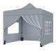 Gray 10 x 10 FT pop-up canopy tent with 4 removable sidewalls and windows, ideal for outdoor events and gatherings.