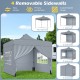 Gray 10 x 10 FT pop-up canopy tent with 4 removable sidewalls, ideal for outdoor events and easy access.