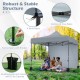 Pop up canopy tent with gray 420D oxford fabric, 4 removable sidewalls, and sturdy carbon metal structure for outdoor.