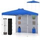 Blue 10 x 10 FT pop-up canopy tent with sidewall, featuring storage pockets and adjustable height for outdoor events.