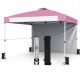 Foldable pink 10 x 10 feet pop-up canopy with adjustable height, roller bag, and detachable sidewall for outdoor events.