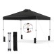 Black 10 x 10 feet outdoor pop-up canopy tent with adjustable height and sturdy steel frame for stable outdoor use.