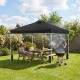 Black 10 x 10 feet outdoor pop-up canopy tent with sturdy steel frame, providing shade for outdoor activities.