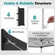 Stable structure details of the 10 x 10 feet black pop-up canopy tent with sandbags, stakes, wind ropes, and truss.