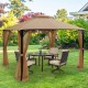Brown 10 x 12 feet gazebo replacement top with air vent and drainage holes, ideal for outdoor gatherings and barbecues.