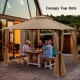 10x12 feet brown gazebo replacement top with air vent and drainage holes, ideal for outdoor gatherings and barbecues.