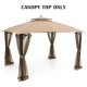 10 x 12 feet gazebo replacement top in brown with air vent and drainage holes, ideal for outdoor gatherings.