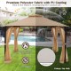 Brown 10 x 12 feet gazebo replacement top with air vent, drainage holes, and waterproof PU coating for outdoor use.