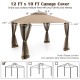 10 x 12 feet gazebo replacement top in brown with air vent, drainage holes, and flame-retardant polyester for outdoor.