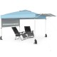 Pop-up canopy tent with dual adjustable awnings in blue, perfect for outdoor gatherings and sun protection.