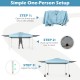 Pop-up canopy tent with dual adjustable awnings in blue, ideal for outdoor gatherings and easy solo setup.