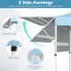 Adjustable side awnings of the blue pop-up canopy tent provide extended shade coverage and ventilation for outdoor.