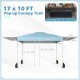 10 x 17 feet blue pop-up canopy tent with dual adjustable awnings, perfect for outdoor gatherings and events.