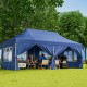 Blue 10 x 20 FT pop-up canopy with six sidewalls, ideal for outdoor parties and weddings, featuring windows and easy.