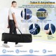 Portable 10 x 20 FT pop-up canopy in blue with carrying bag, featuring transparent windows and zippered sidewalls for.