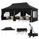 10 x 20 FT black pop-up canopy with 6 sidewalls and windows, ideal for parties and weddings, includes carrying bag.