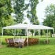 10 x 30 feet white gazebo canopy tent with sturdy steel frame, ideal for outdoor parties and events in the garden.