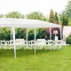 10 x 30 feet gazebo canopy tent with a sturdy steel frame, ideal for outdoor parties and events in a garden setting.