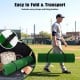 Baseball and softball hitting mat with home plate, green, featuring carry straps for easy transport and practice.