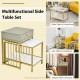 Modern nesting coffee table set with drawer and shelf, featuring a faux marble top and sturdy steel construction for.