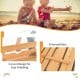 Cut-out design for easy grabbing and enhanced bars of the kids' wooden sandbox with foldable bench seats.