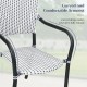 Curved armrest detail of a stackable outdoor rattan dining chair, made of weather-resistant PE rattan for garden use.